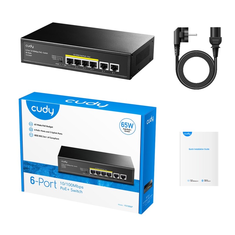 Cudy FS1006P network switch Fast Ethernet (10/100) Power over Ethernet (PoE) Black Cudy FS1006P network switch Fast Ethernet (10/100) Power over Ethernet (PoE) Black