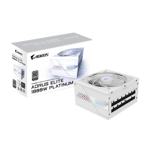 GIGABYTE AORUS ELITE P1000W ICE Power Supply Unit - PCIe 5.0, 80 PLUS Platinum, Fully modular design, 120mm Fan, ATX 3.0 compatible, EU Plug GIGABYTE AORUS ELITE P1000W ICE Power Supply Unit - PCIe 5.0, 80 PLUS Platinum, Fully modular design, 120mm Fan, ATX 3.0 compatible, EU Plug