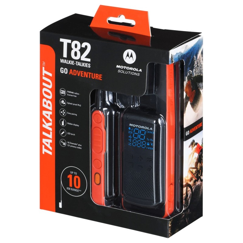 Motorola T82 Twin Pack two-way radio 16 channels Black,Orange Motorola T82 Twin Pack two-way radio 16 channels Black,Orange