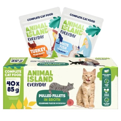 ANIMAL ISLAND Everyday Turkey and White fish fillets in broth - wet cat food - 40 x 85g ANIMAL ISLAND Everyday Turkey and White fish fillets in broth - wet cat food - 40 x 85g