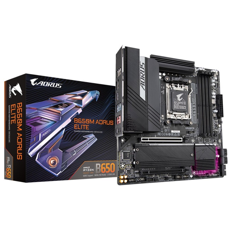 GIGABYTE B650M AORUS ELITE Motherboard - AMD Ryzen 9000 CPUs, 12+2+2 Phases VRM, up to 8000MHz DDR5, 1xPCIe 5.0 + 1xPCIe 4.0 M.2, 2.5GbE LAN, USB 3.2 Gen 2x2 GIGABYTE B650M AORUS ELITE Motherboard - AMD Ryzen 9000 CPUs, 12+2+2 Phases VRM, up to 8000MHz DDR5, 1xPCIe 5.0 + 1xPCIe 4.0 M.2, 2.5GbE LAN, USB 3.2 Gen 2x2