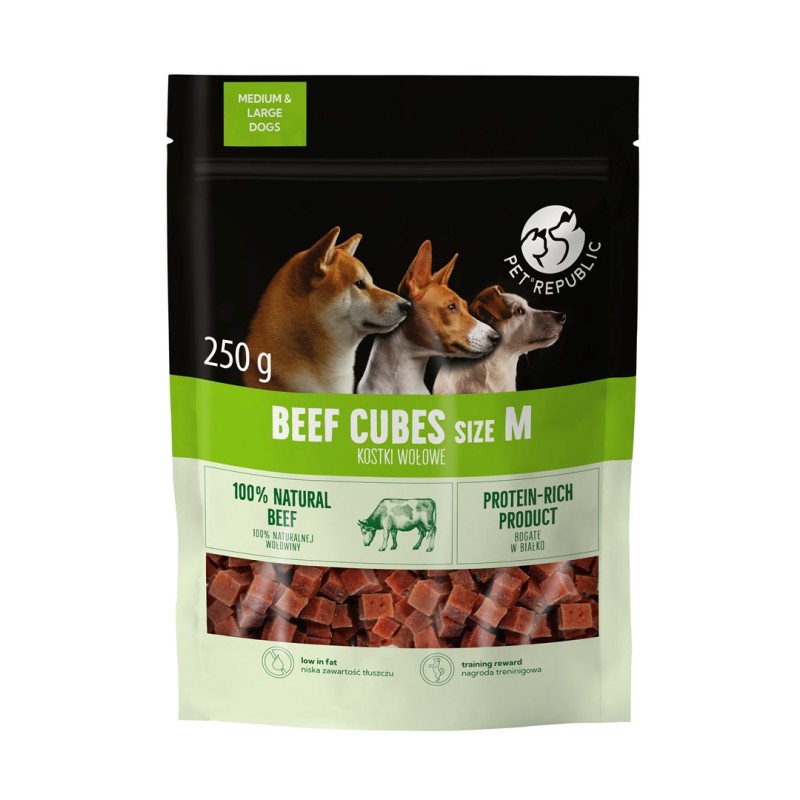 PETREPUBLIC Beef cubes M - dog treat - 250g