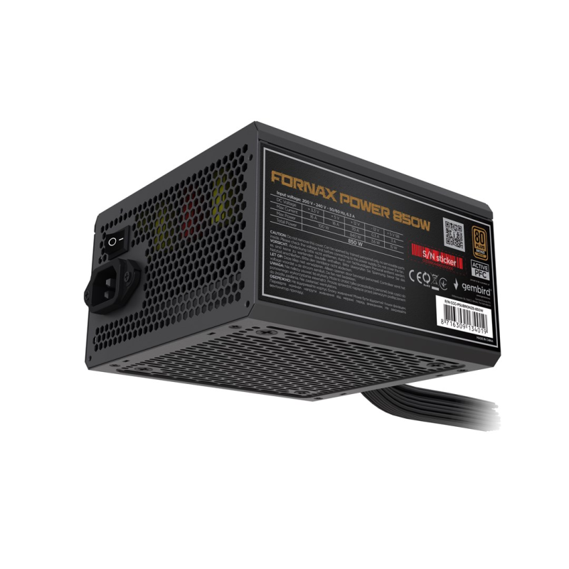 Gembird CCC-PSUBRONZE-850W Power supply unit Fornax Power 850W active PFC 12cm fan 80+Bronze color box