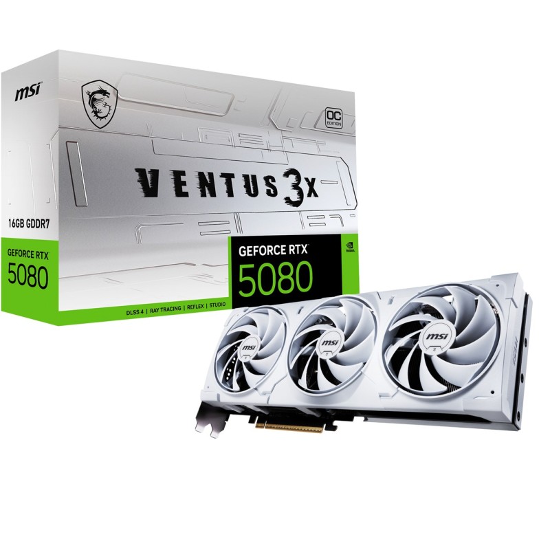 MSI VENTUS GEFORCE RTX 5080 16G 3X OC WHITE graphics card NVIDIA 16 GB GDDR7 MSI VENTUS GEFORCE RTX 5080 16G 3X OC WHITE graphics card NVIDIA 16 GB GDDR7