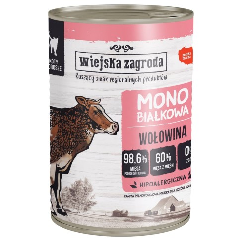 WIEJSKA ZAGRODA Monoprotein beef - wet cat food - 400g WIEJSKA ZAGRODA Monoprotein beef - wet cat food - 400g