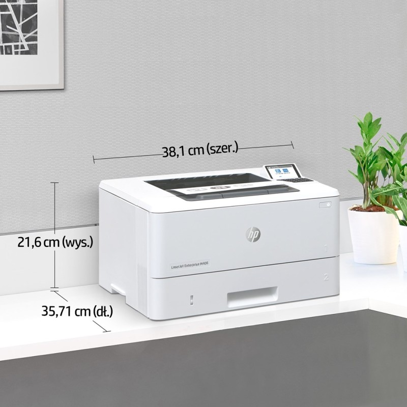 HP LaserJet Enterprise M406dn, Black and white, Printer for Business, Print, Compact Size; Strong Security; Two-sided printing; Energy Efficient; Front-facing USB printing HP LaserJet Enterprise M406dn, Black and white, Printer for Business, Print, Compact Size; Strong Security; Two-sided printing; Energy Efficient; Front-facing USB printing