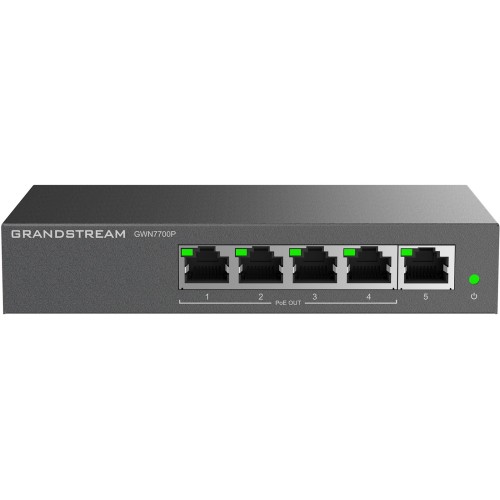 Grandstream GWN 7700P 5xGbE, 4xPOE, unmanaged switch Grandstream GWN 7700P 5xGbE, 4xPOE, unmanaged switch