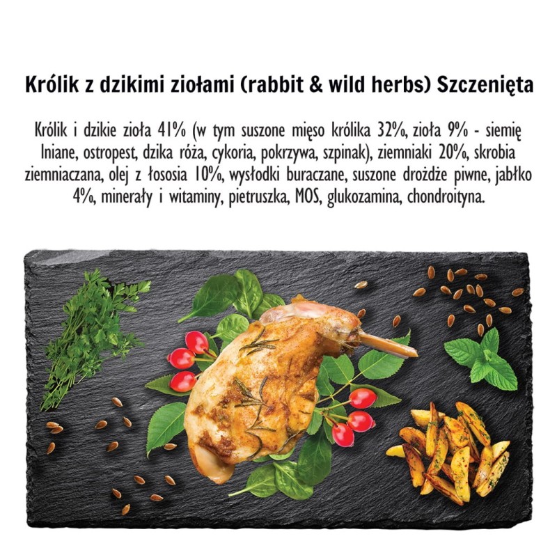 PAKA ZWIERZAKA Puppy Rabbit with wild herbs S - dry dog food - 9kg PAKA ZWIERZAKA Puppy Rabbit with wild herbs S - dry dog food - 9kg