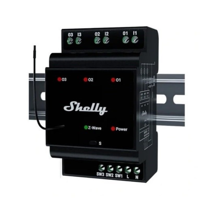 Shelly Qubino Wave Pro 3 3-channel Din Z-wave Bus Relay