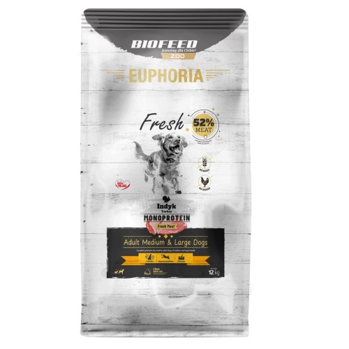 BIOFEED Euphoria Fresh Adult Medium & Large Monoprotein Turkey - dry dog food - 12kg