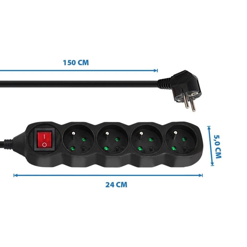 Esperanza ELK212K Power strip 4GN/1,5M Black Esperanza ELK212K Power strip 4GN/1,5M Black