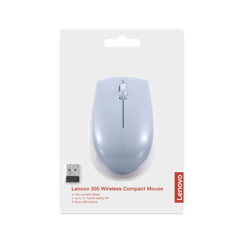 Lenovo 300 Wireless Compact Maus Kabellos Optisch Blau 3 Tasten 1000 dpi mouse Ambidextrous RF Wireless Optical Lenovo 300 Wireless Compact Maus Kabellos Optisch Blau 3 Tasten 1000 dpi mouse Ambidextrous RF Wireless Optical