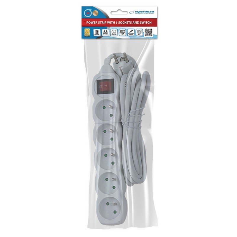 Esperanza ELK215W Power strip 5GN/3M White Esperanza ELK215W Power strip 5GN/3M White