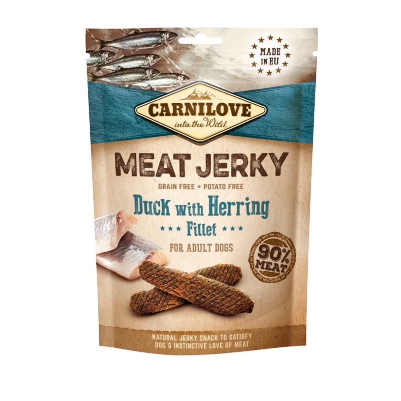 CARNILOVE MEAT JERKY Duck with Herring - dog snack - 100 g CARNILOVE MEAT JERKY Duck with Herring - dog snack - 100 g