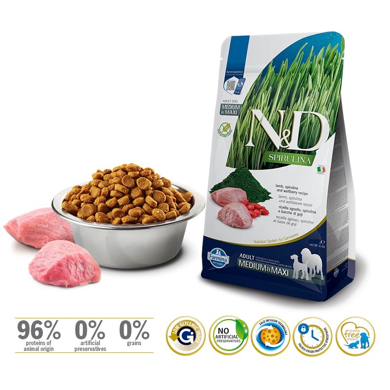 FARMINA N&D Spirulina Lamb Adult MED/MAXI - dry dog food - 7 kg FARMINA N&D Spirulina Lamb Adult MED/MAXI - dry dog food - 7 kg