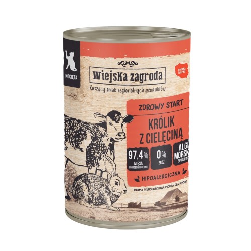 WIEJSKA ZAGRODA Rabbit with veal for kittens - wet cat food - 400g WIEJSKA ZAGRODA Rabbit with veal for kittens - wet cat food - 400g