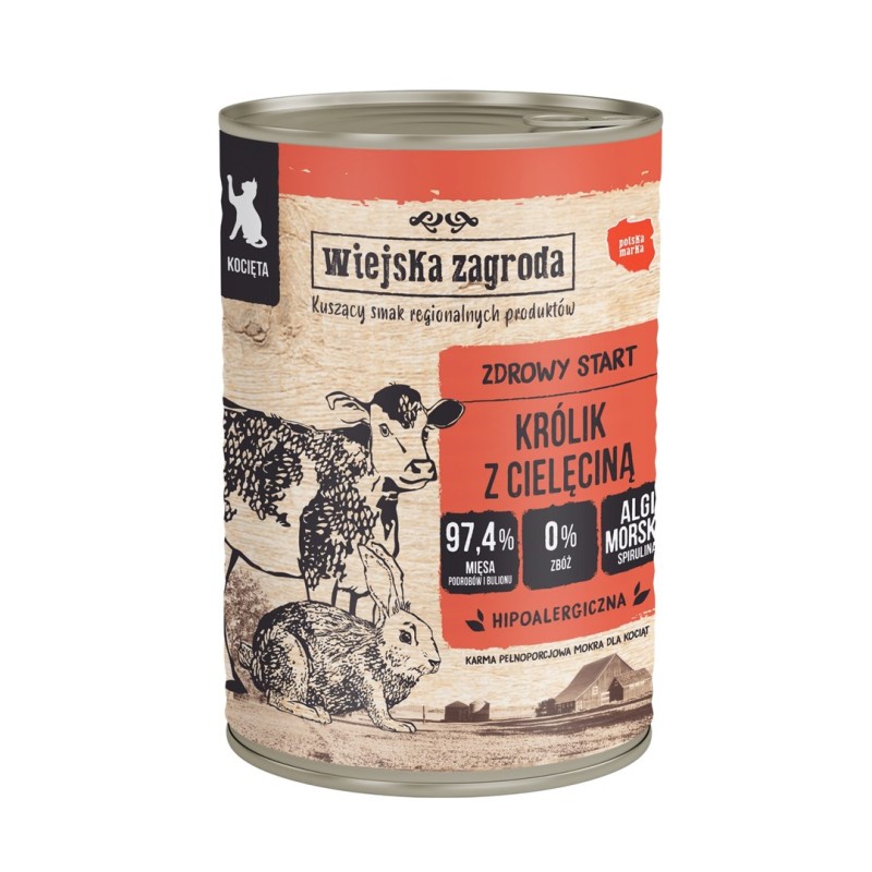 WIEJSKA ZAGRODA Rabbit with veal for kittens - wet cat food - 400g WIEJSKA ZAGRODA Rabbit with veal for kittens - wet cat food - 400g