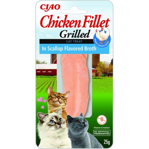 INABA Grilled Chicken Extra tender fillet in scallop flavored broth - cat treats - 25 g INABA Grilled Chicken Extra tender fillet in scallop flavored broth - cat treats - 25 g