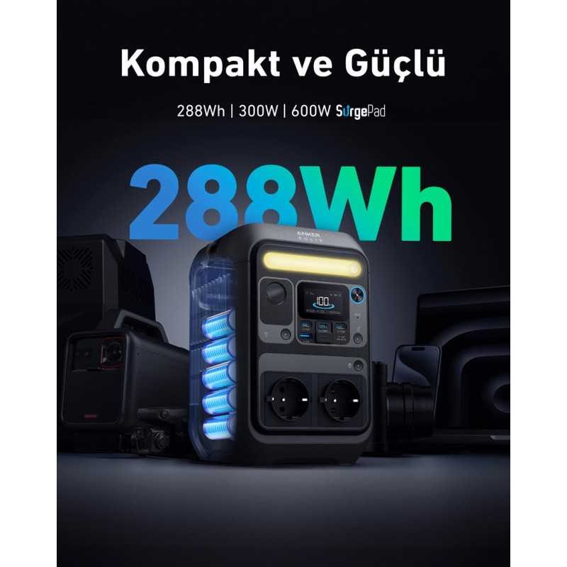 Przenośna stacja zasilania Anker Solix C300X 288Wh 300W Przenośna stacja zasilania Anker Solix C300X 288Wh 300W
