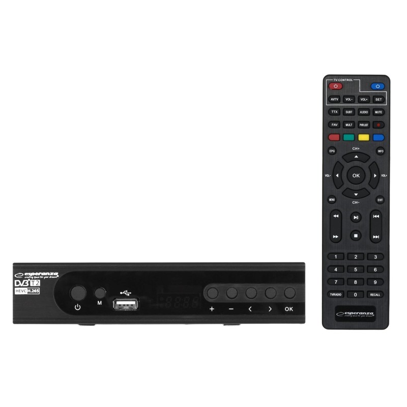 Esperanza EV106P Digital DVB-T2 H.265/HEVC tuner, Black Esperanza EV106P Digital DVB-T2 H.265/HEVC tuner, Black