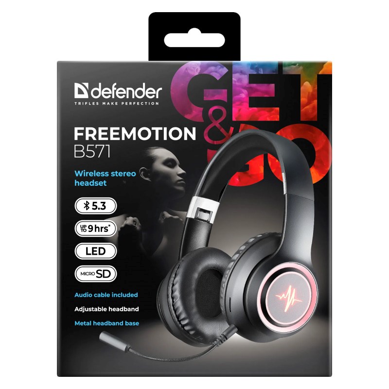 HEADPHONES DEFENDER BLUETOOTH FREEMOTION B571 BLACK LED HEADPHONES DEFENDER BLUETOOTH FREEMOTION B571 BLACK LED