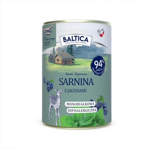 BALTICA Smaki regionów Roe deer with berries - wet dog food - 400g BALTICA Smaki regionów Roe deer with berries - wet dog food - 400g