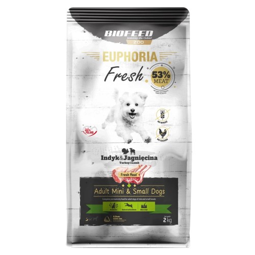 BIOFEED Euphoria Fresh Adult Mini & Small Turkey with lamb  - dry dog food - 2kg