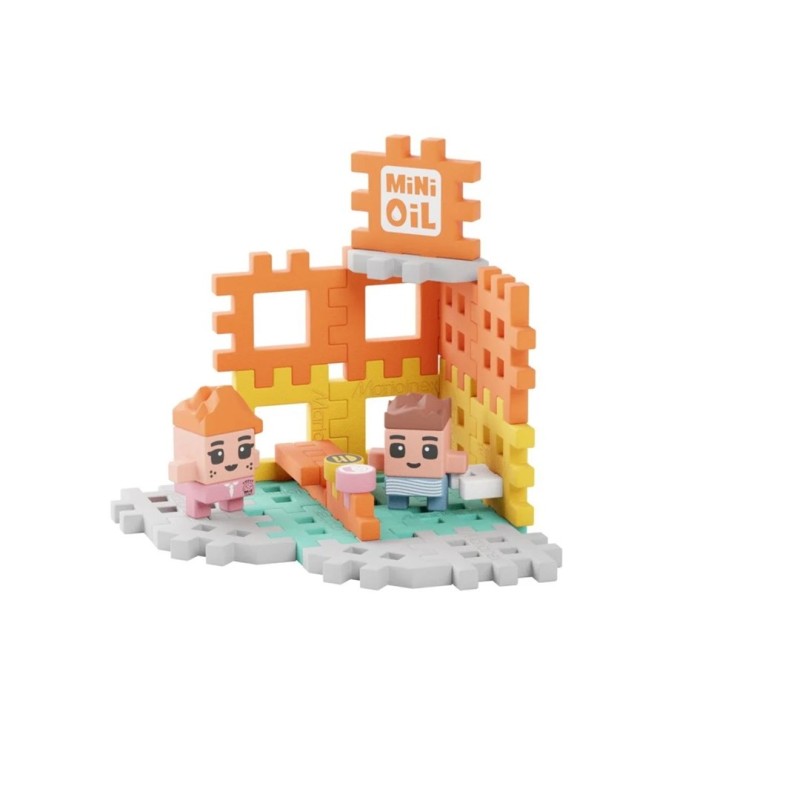 MARIOINEX Mini Waffle City Building Blocks Petrol Station, 148 pieces
