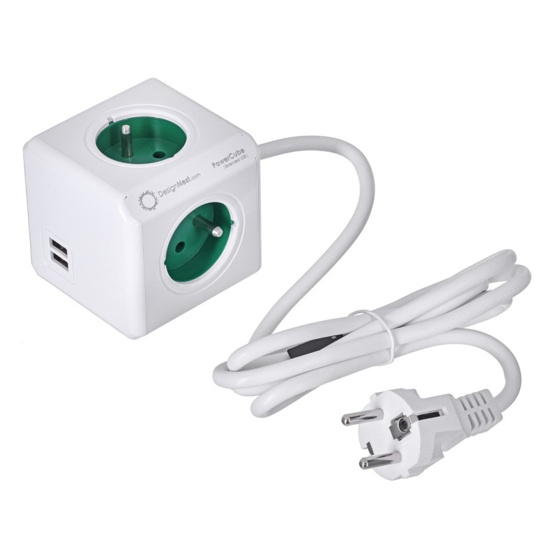 Allocacoc 2402GN/FREUPC power extension 1.5 m 4 AC outlet(s) Indoor Green, White