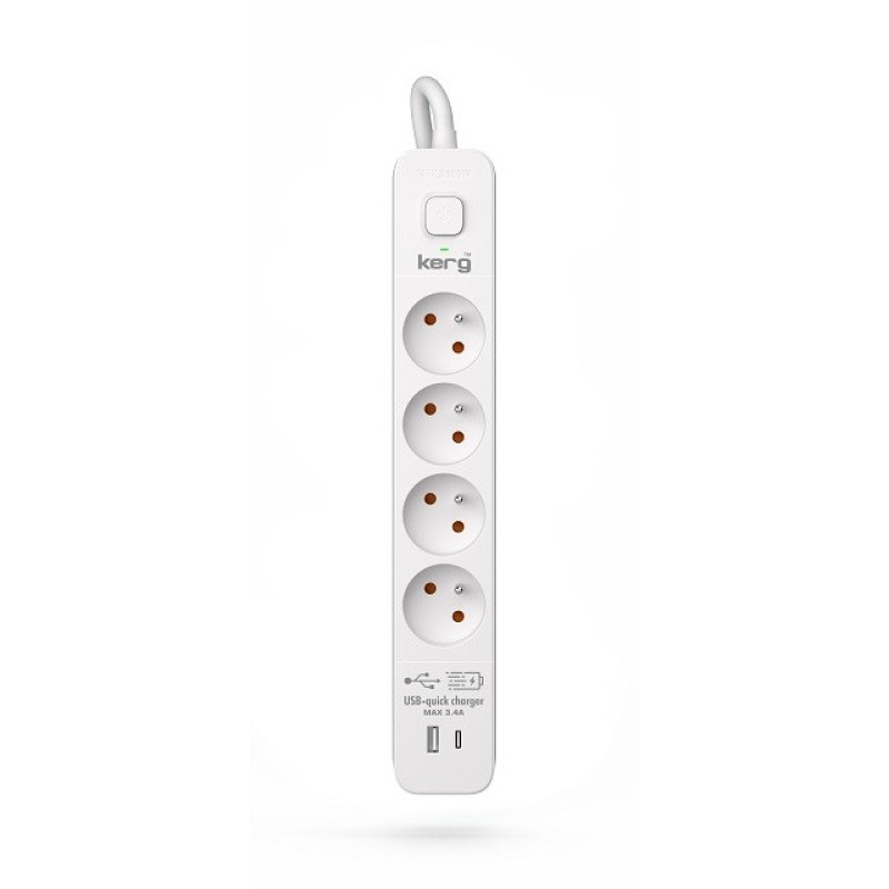 KERG power strip with circuit breaker-4 USBC+USBA sockets 16A 1,5m KERG power strip with circuit breaker-4 USBC+USBA sockets 16A 1,5m