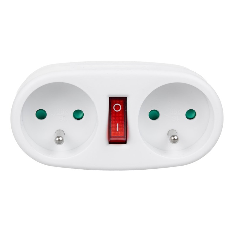 Maclean Current Outlet, Socket Splitter with 2 Sockets and Circuit Breaker, Type E, 2x16A, MCE337 E Maclean Current Outlet, Socket Splitter with 2 Sockets and Circuit Breaker, Type E, 2x16A, MCE337 E