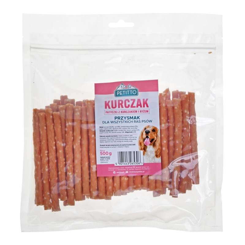 PETITTO Sticks with chicken and rice - dog treat - 500 g PETITTO Sticks with chicken and rice - dog treat - 500 g