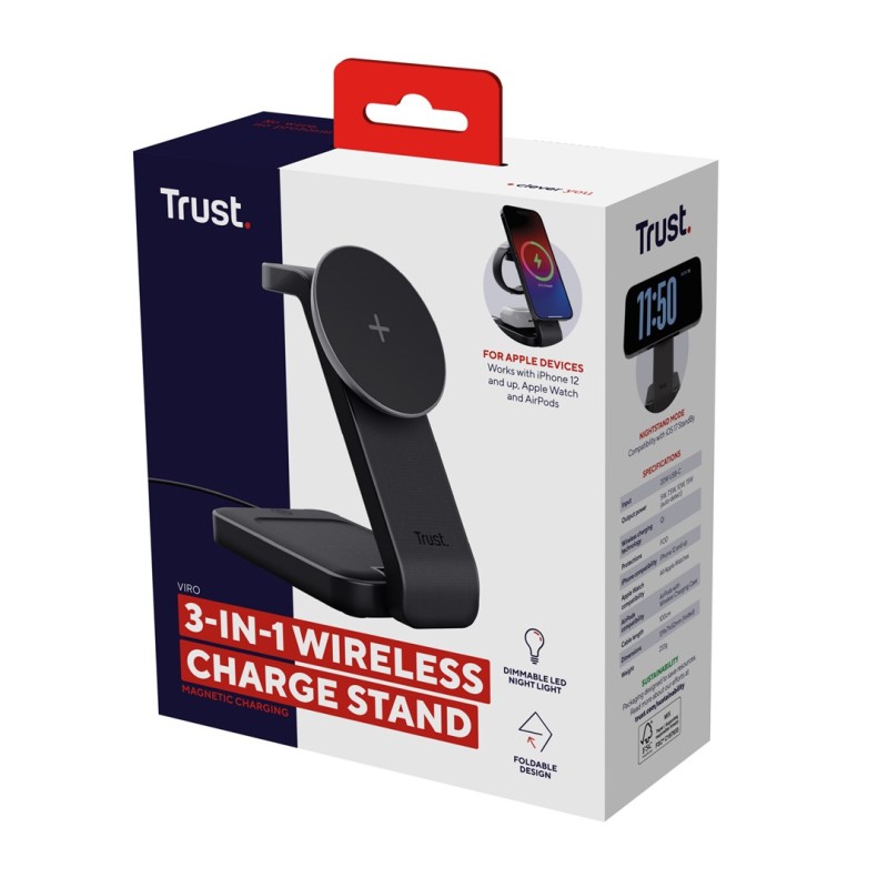 Trust Viro Headphones, Headset, Smartphone, Smartwatch Black USB Wireless charging Trust Viro Headphones, Headset, Smartphone, Smartwatch Black USB Wireless charging