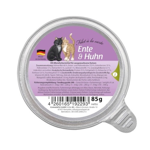 GRANATAPET Filet á la carte Duck with chicken - wet cat food - 85g GRANATAPET Filet á la carte Duck with chicken - wet cat food - 85g