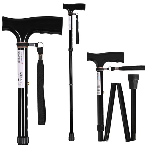 Folding walking stick ACTIONMED black