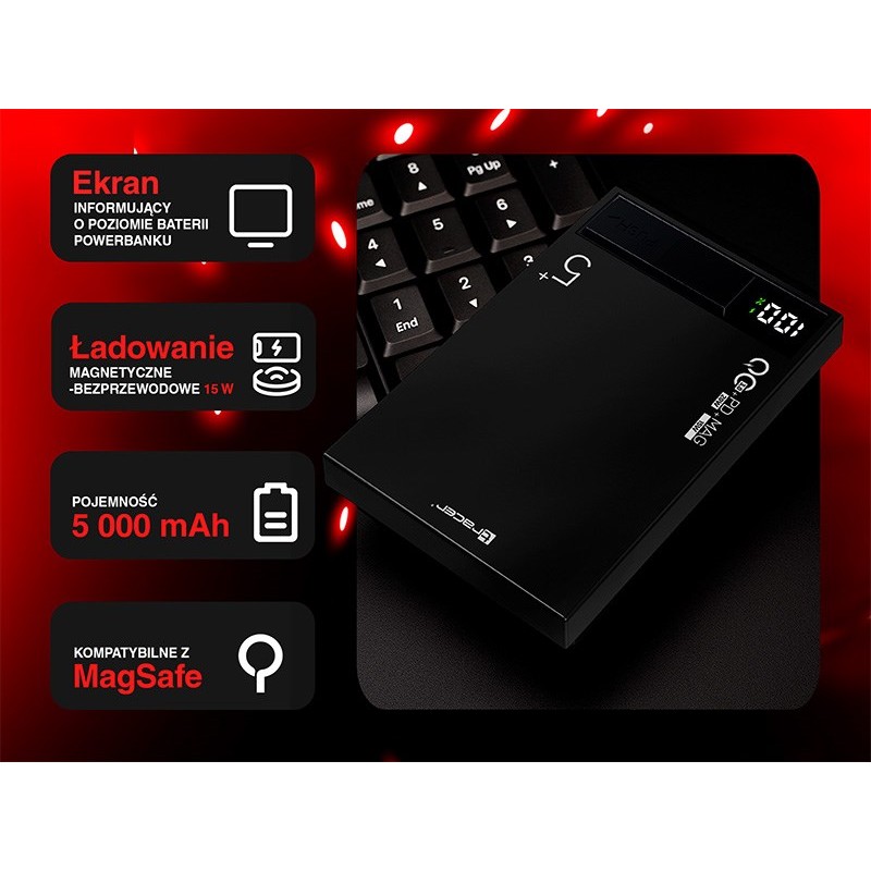 Tracer AirMag1 5000mAh PD20W+15W Mag, Black