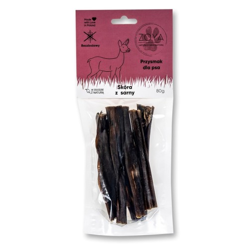 ZOYA Roe deer skin - dog treat - 80g ZOYA Roe deer skin - dog treat - 80g