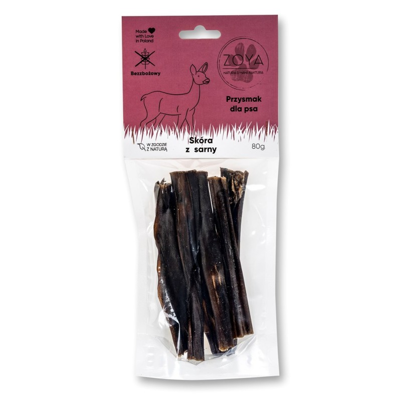 ZOYA Roe deer skin - dog treat - 80g ZOYA Roe deer skin - dog treat - 80g