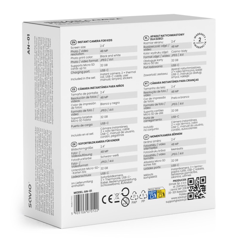 SAVIO INSTANT CAMERA AN-01 SAVIO INSTANT CAMERA AN-01