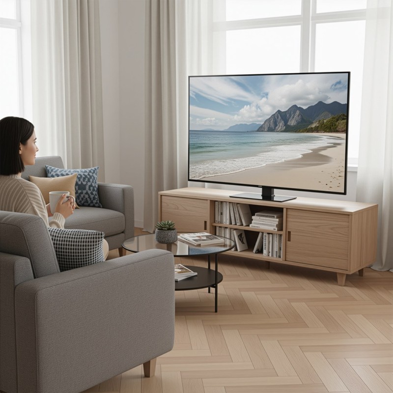 Maclean universal TV stand, for RTV cabinet, stand, max. 40kg, max. VESA 400x400, height and angle adjustment, for 32-65