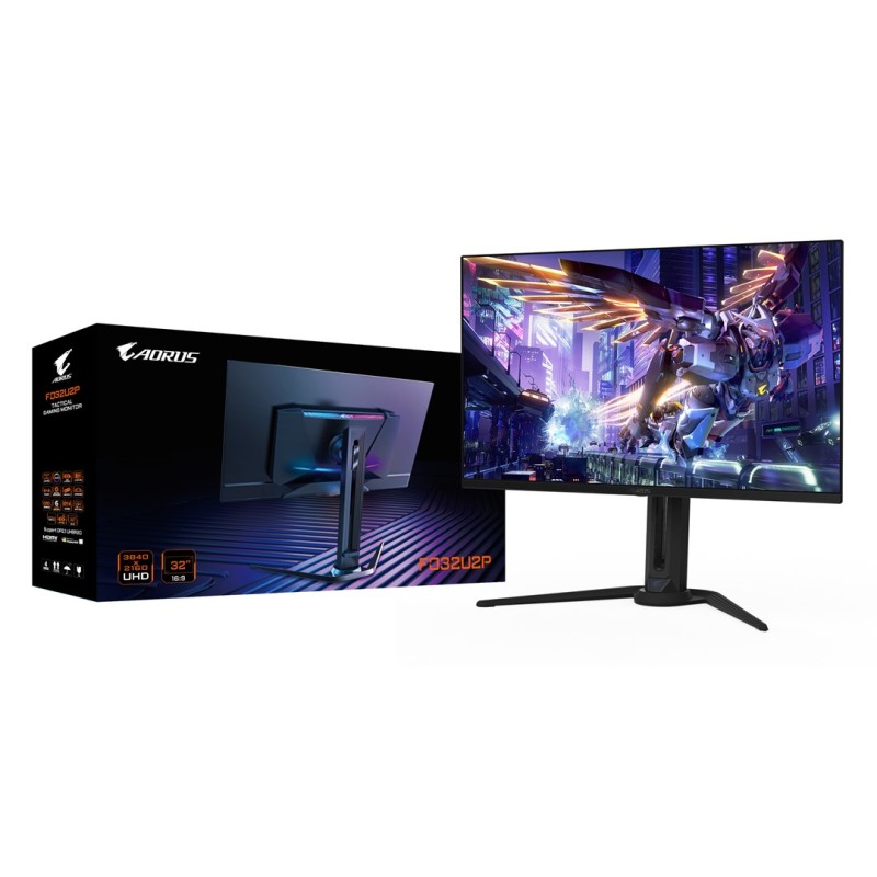 GIGABYTE AORUS FO32U2P 32” OLED Gaming Monitor - 3840 x 2160(UHD), 240Hz, 0.03ms, 250 cd/m2, KVM, FreeSync Premium Pro, DisplayHDR True Black 400, Displayport2.1 GIGABYTE AORUS FO32U2P 32” OLED Gaming Monitor - 3840 x 2160(UHD), 240Hz, 0.03ms, 250 cd/m2, KVM, FreeSync Premium Pro, DisplayHDR True Black 400, Displayport2.1