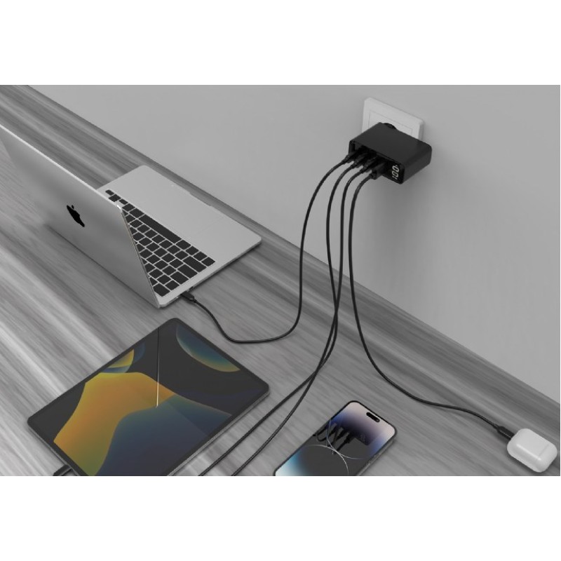 Gembird TA-UC-PDQC100LCD-01-BK mobile device charger Laptop, Smartphone Black AC Fast charging Indoor Gembird TA-UC-PDQC100LCD-01-BK mobile device charger Laptop, Smartphone Black AC Fast charging Indoor