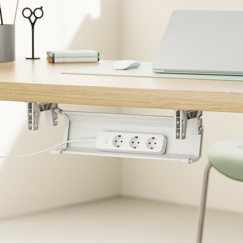 Maclean under-desk cable/extension organizer, max. load 5kg, white, MC-106 W