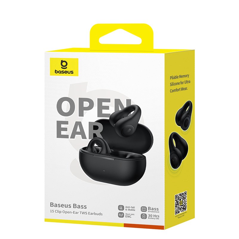 Baseus Bass 15 Clip Open Ear Headset True Wireless Stereo (TWS) In-ear Calls/Music Bluetooth Black Baseus Bass 15 Clip Open Ear Headset True Wireless Stereo (TWS) In-ear Calls/Music Bluetooth Black
