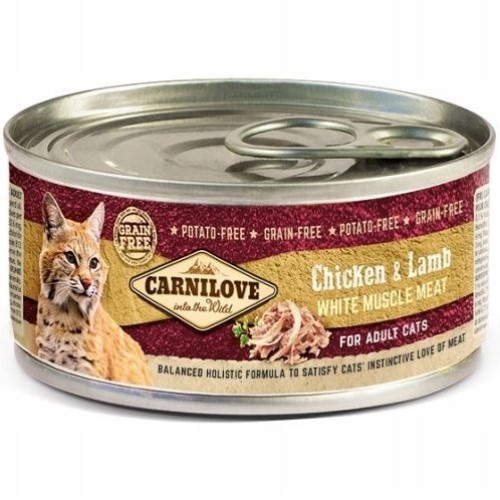 CARNILOVE Cat Chicken & Lamb White Muscle Meat – wet food for cats – 100 g