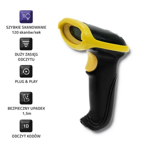 Qoltec 50862 Wireless Laser Barcode Scanner 1D | 2.4GHz Qoltec 50862 Wireless Laser Barcode Scanner 1D | 2.4GHz