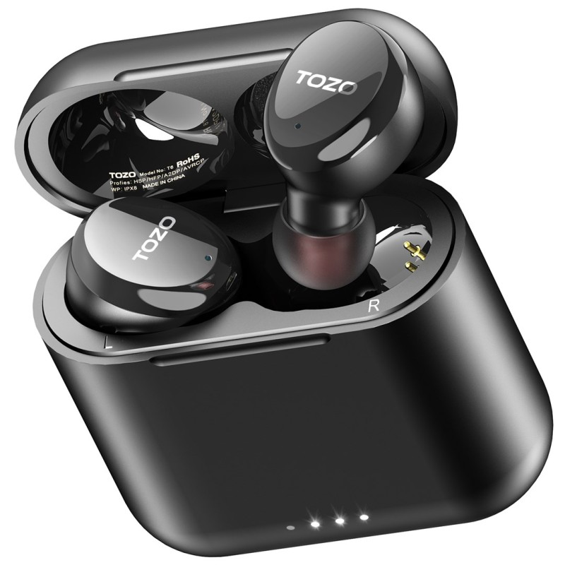 TOZO T6S Headset True Wireless Stereo (TWS) In-ear USB Type-C Bluetooth Black TOZO T6S Headset True Wireless Stereo (TWS) In-ear USB Type-C Bluetooth Black