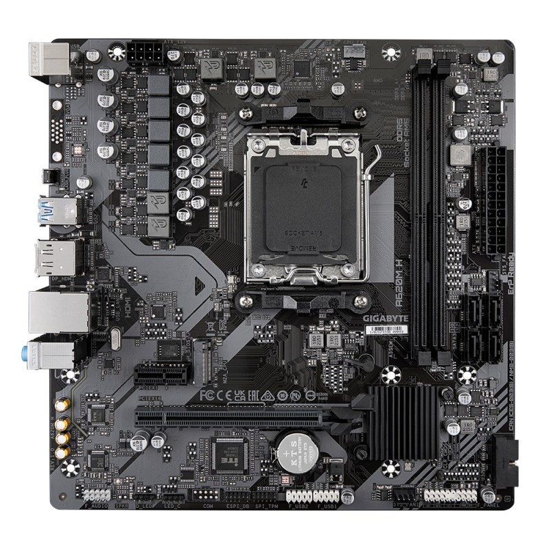 GIGABYTE A620M H Motherboard - Supports AMD Ryzen 8000 CPUs, 5+2+2 Phases Digital VRM, up to 7200MHz DDR5 (OC), 1xPCIe 4.0 M.2, GbE LAN, USB 3.2 Gen 1 GIGABYTE A620M H Motherboard - Supports AMD Ryzen 8000 CPUs, 5+2+2 Phases Digital VRM, up to 7200MHz DDR5 (OC), 1xPCIe 4.0 M.2, GbE LAN, USB 3.2 Gen 1