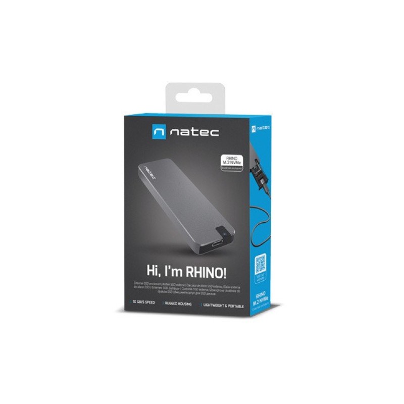 NATEC SSD ENCLOSURE RHINO M.2 NVME ALUMINIUM NATEC SSD ENCLOSURE RHINO M.2 NVME ALUMINIUM