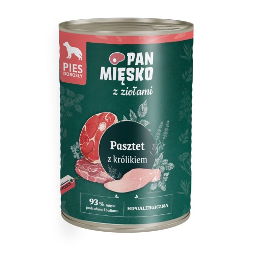 PAN MIĘSKO with herbs Rabbit pate - wet dog food - 400g